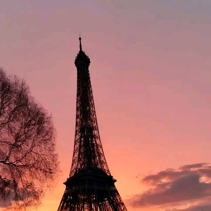 sunset at paris, france.