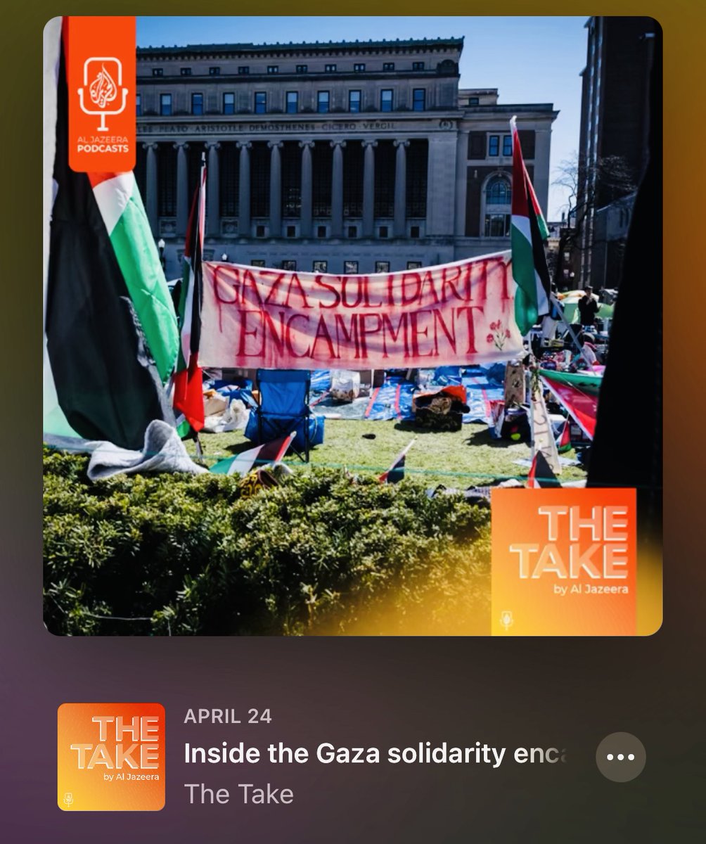 @AJEPodcasts | The Take | April 24 2024

In the second of a two-part series, The Take takes a look inside the Columbia encampment and the impact it’s having on campus.

podcasts.apple.com/us/podcast/the…

#AlJazeera #AJTheTake #Palestine #Israel #America #GazaGenocide‌ #ColumbiaUniversity