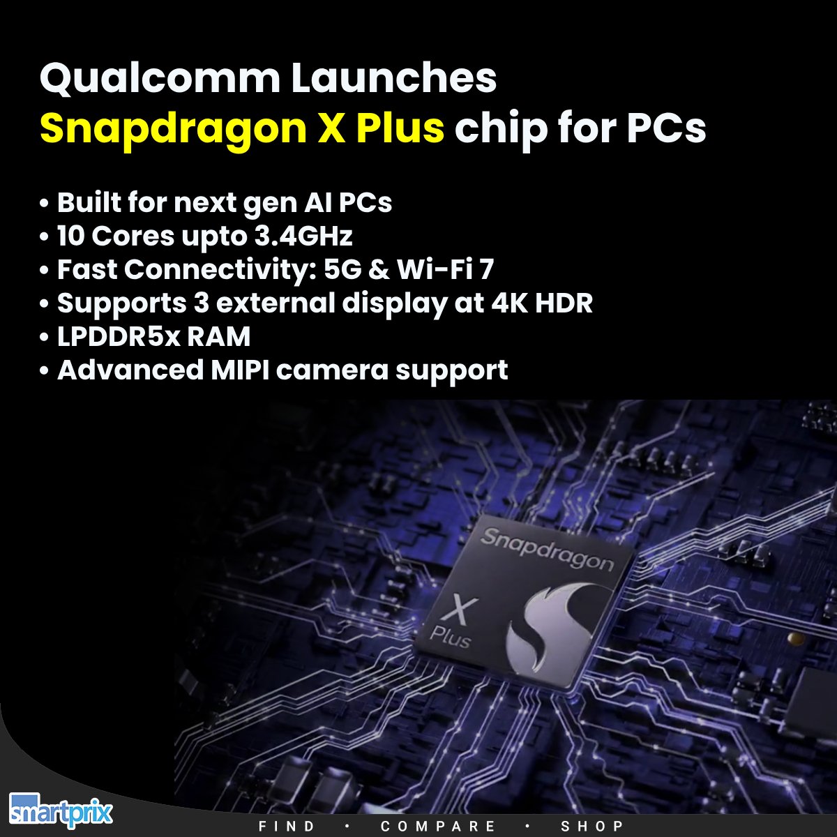 Qualcomm Snapdragon X Plus with 10-Core Oryon CPU Goes Official smpx.to/7lBlm9  #Qualcomm #SnapdragonXPlus #CPU