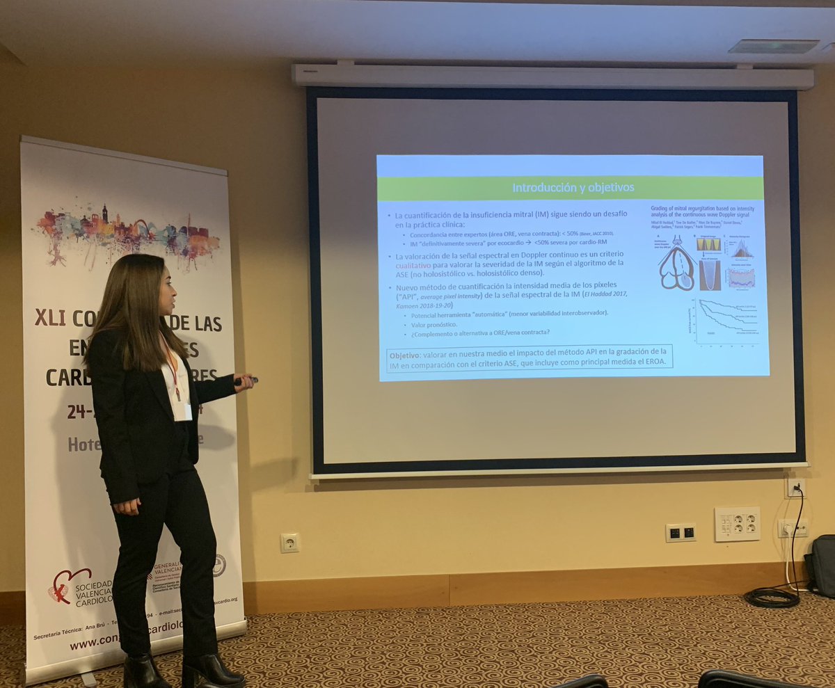 María Calvo, R4 de Cardiología del <a href="/HospitalLaFe/">HospitalLaFe</a>, nos cuenta nuevos métodos de cuantificación de la insuficiencia mitral. Excelente presentación en el  Congreso de la <a href="/SVCardio/">SVCardio</a> #SVC24 #ValvulopatiasLaFe