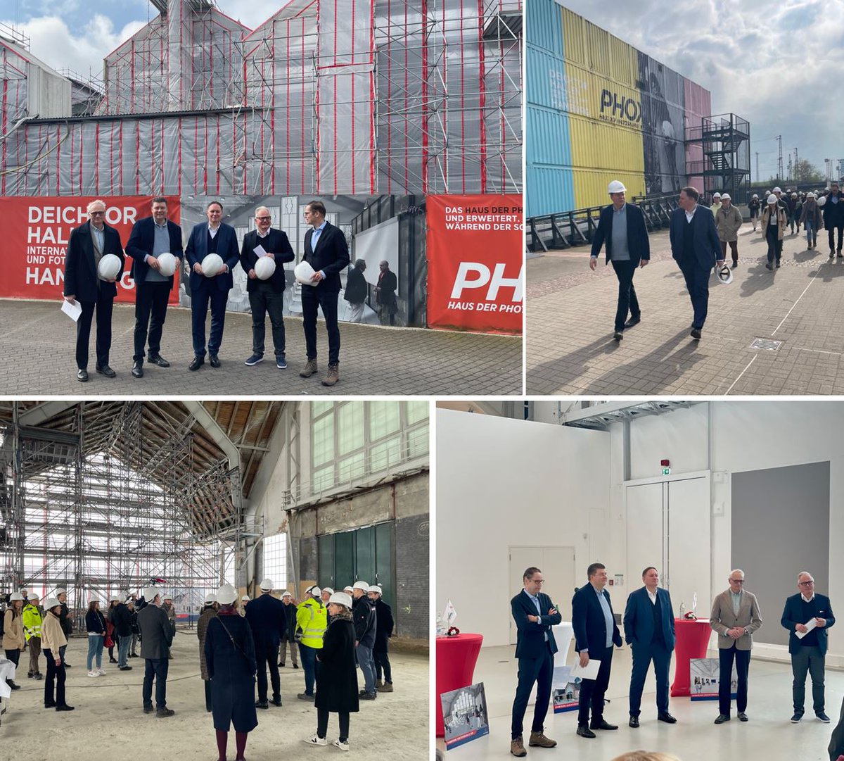 Heute beim Baustellenbesuch an den @Deichtorhallen haben wir @CarstenBrosda und @ADressel gezeigt, was es bedarf, um das 100 Jahre alte #Baudenkmal technisch zeitgemäß zu sanieren. Eine ambitionierte Bauaufgabe zur Werte-Sicherung der städtischen Kulturimmobilien @hh_bkm @FHH_FB