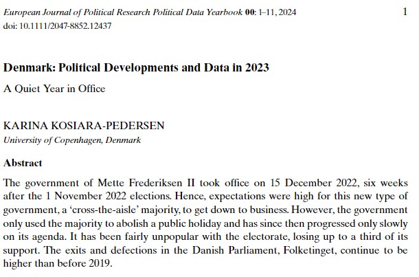 Want to know more about 2023, the quiet year, in Danish 🇩🇰 politics? Then this is a quick read and even open access! Not many new parties but high level of defections continue @ECPR_SG_Parties ejpr.onlinelibrary.wiley.com/doi/10.1111/20…