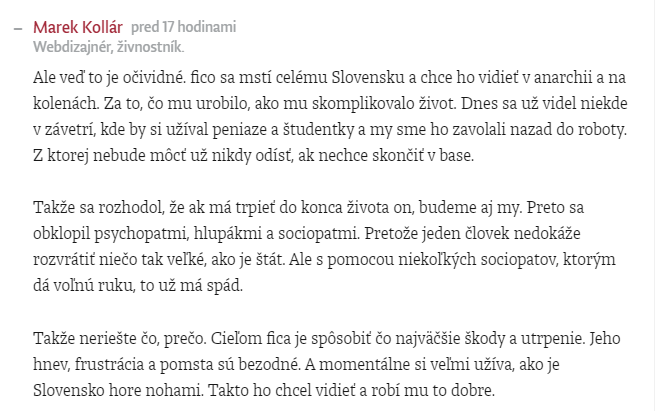 Tento komentar z diskusie k poslednemu Newsfiltru (diskusie v Nku su vyborne!) mi hovori z duse. 

Inak 'Fico nenavidi Slovensko' by bolo celkom trefne opozicne heslo. 

dennikn.sk/3959121/newsfi…