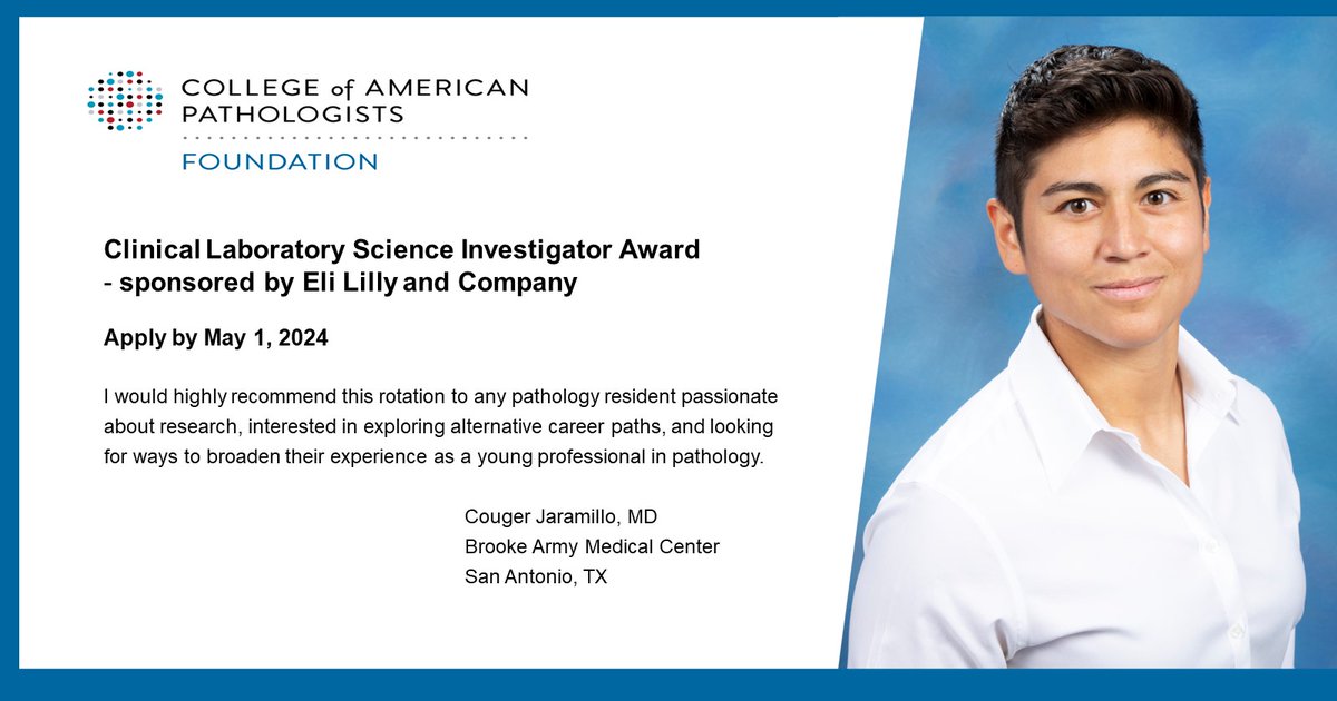 Exciting news! 🎉 <a href="/CAPFndn/">CAP Foundation</a> and <a href="/EliLillyandCo/">Eli Lilly and Company</a> are offering pathology residents an onsite training opportunity through an open grant award. Don't miss out on this chance to enhance your skills. Learn more and apply now: capatholo.gy/3wD9ytL   #PathologyResidents <a href="/SSimalchik/">Stephen Simalchik</a>
