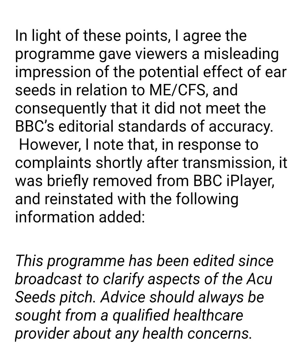 BBC have admitted that #DragonsDen #Accuseeds episode didn't meet editorial standards...

#pwme #ME #MyalgicEncephalomyelitis