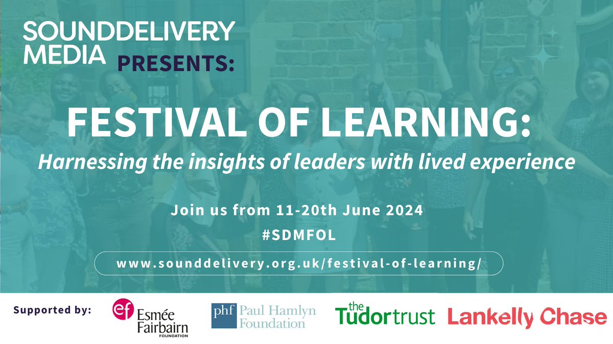 🎉 Today we're excited to announce our inaugural Festival of Learning: Harnessing the insights of leaders with lived experience. Join us 11-20th June for inspiring masterclasses, learning lunches, peer-led sessions & more. Book your #SDMFOL ticket now 🎟️ sounddelivery.org.uk/festival-of-le…