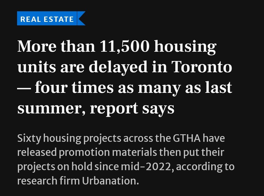 'Toronto's Housing Market Paralyzed' Preconstruction Units Quadruple in Delays Amid Soaring Costs and Plummeting Confidence 👇🏽 thestar.com/real-estate/mo…