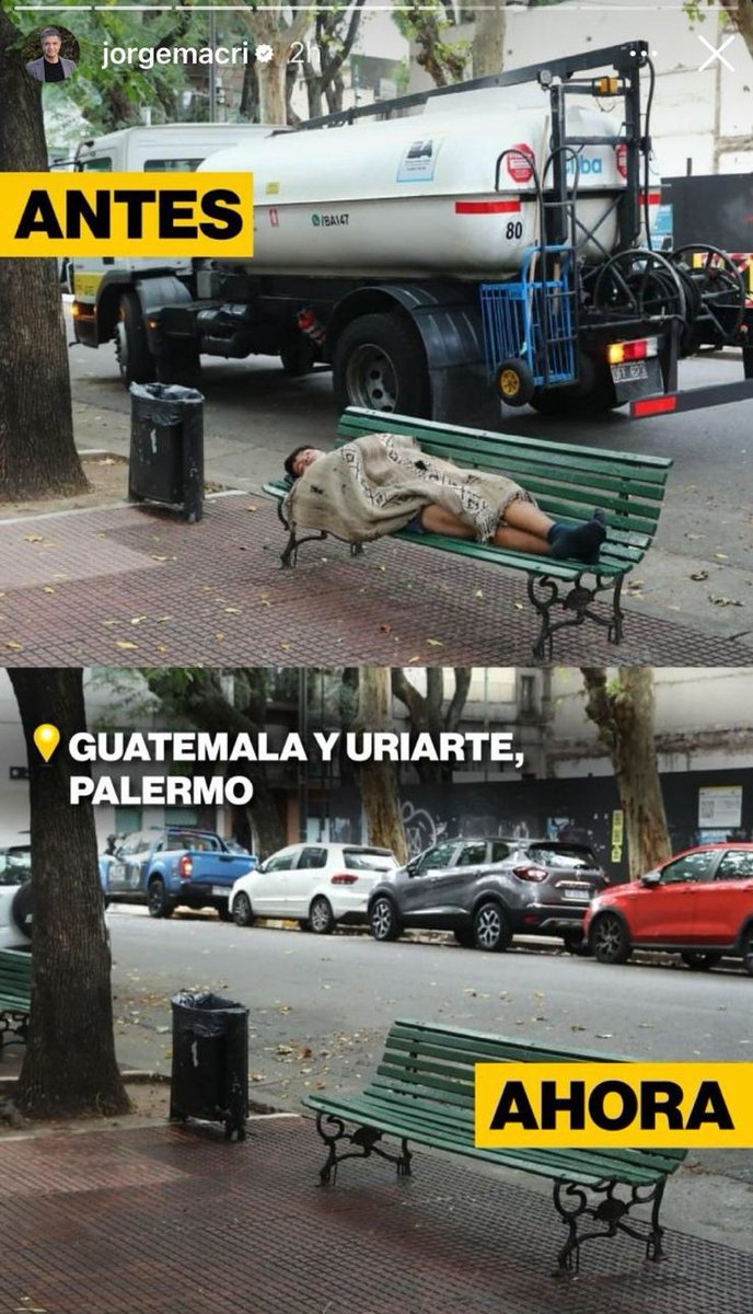 Para Jorge Macri, una persona en situación de calle es basura 

El jefe de gobierno porteño mostró fotos jactándose del 'orden y limpieza' tras operativos que desalojaron a personas sin techo.