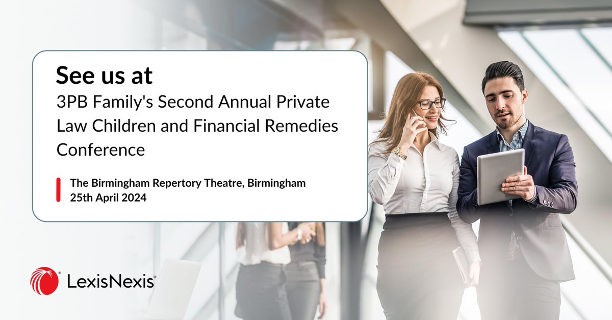 Join us in Birmingham today as we sponsor 3PB Barristers Family Law Conference! Meet our experts & discuss the latest family #law trends & developments. Discover our innovative LexisNexis solutions, including Lexis+ AI! #LegalTech #lawyers #law #legal