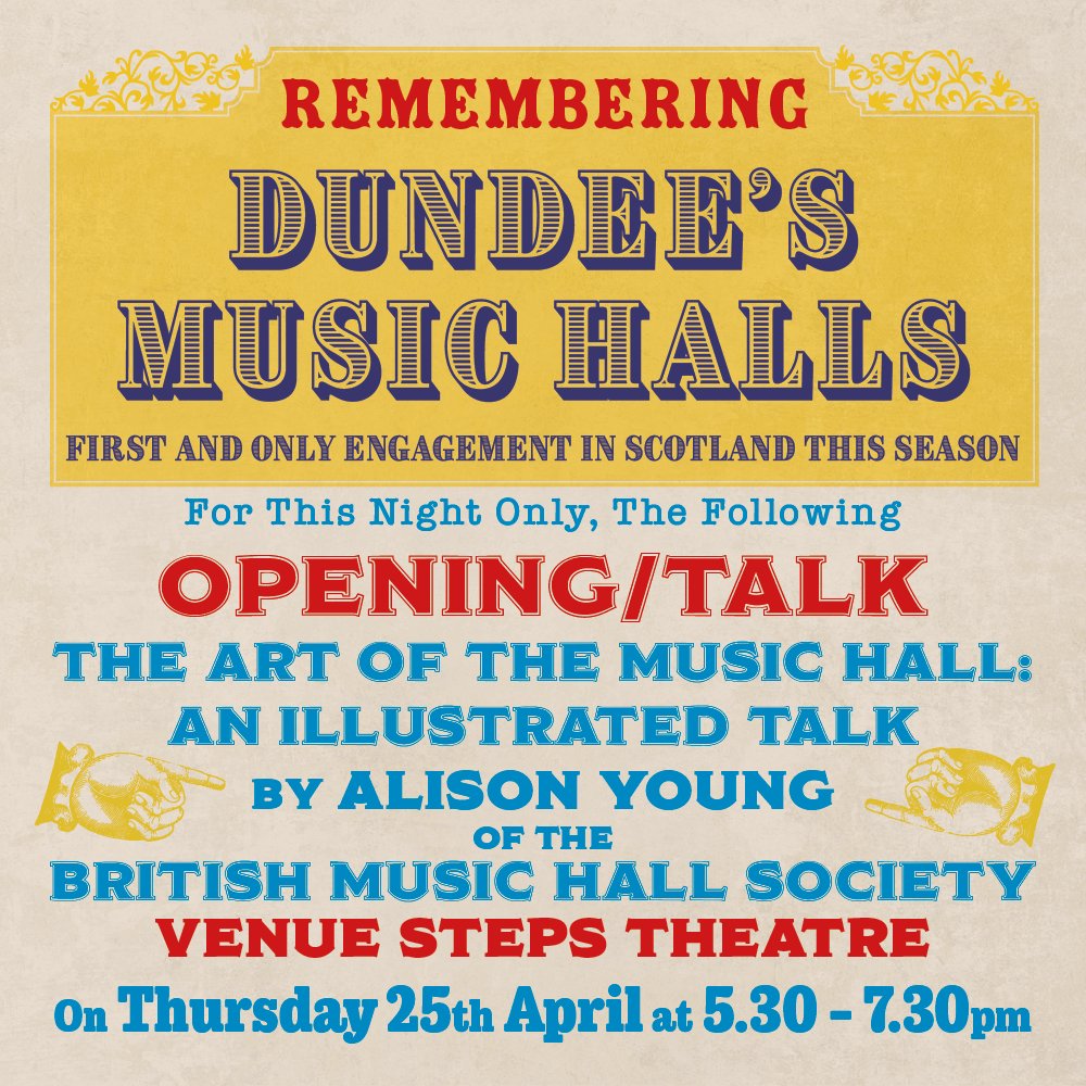 Blackpool last week, Dundee this week - I am giving a free talk TONIGHT at the Central Library 6pm, on The Art of Music Hall. Sickert, Laura Knight, sheet music illustrators, caricaturists et al. No need to book, just turn up! #musichall