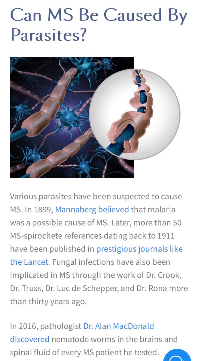 In 2016, pathologist Dr. Alan MacDonald discovered nematode worms in the brains and spinal fluid of ‼️every MS patient ‼️he tested.
His finding was monumental because, for over 100 years