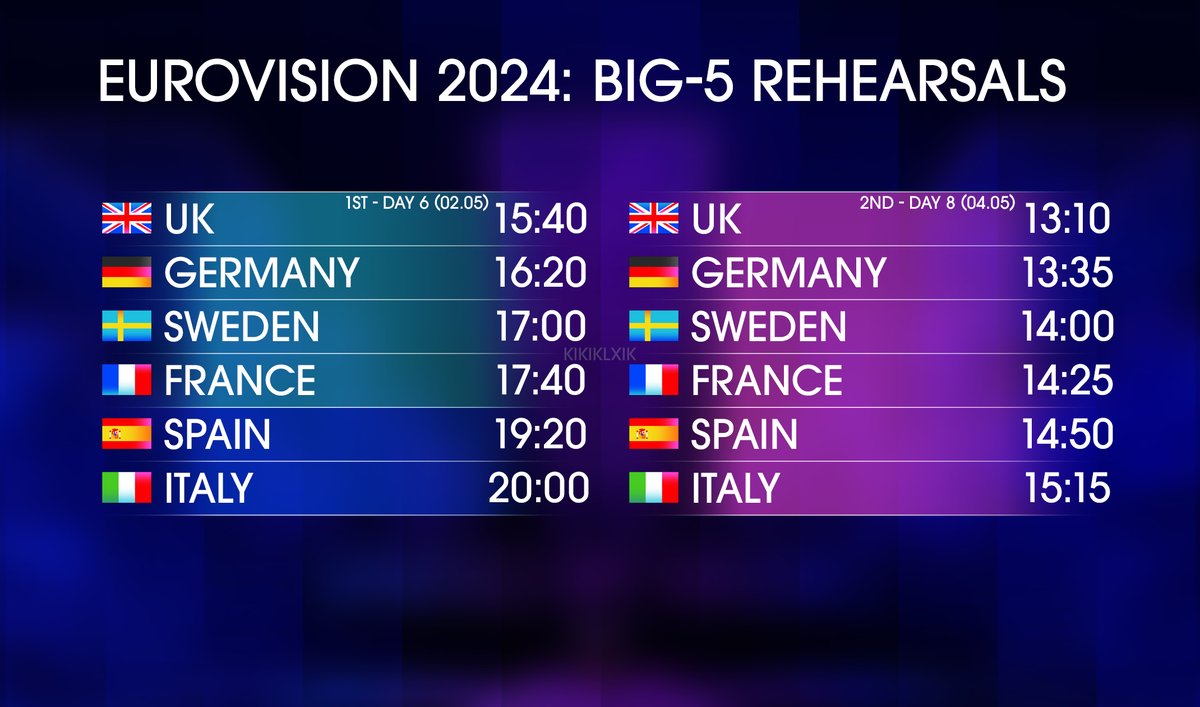 EUROVISION 2024: REHEARSAL SCHEDULE

#esc #esc2024