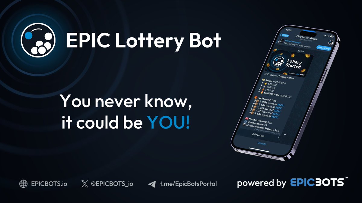 We currently have an ongoing EPIC Lottery with 8 prizes totalling $1000!! To get your tickets: 1️⃣ Head to Telegram 2️⃣ Dm @MyTelegramWalletBot 3️⃣ Align a EVM address with your TG ID 4️⃣ Purchase Credits with native coins on supported chains 5️⃣ Use those Credits to acquire EPIC…