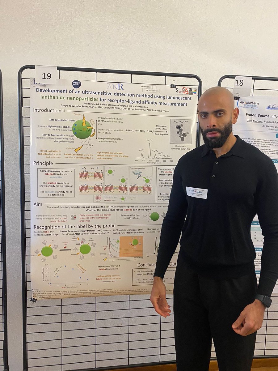 Come to see the poster (n°19) of Mohammed Rahali who is presenting his PhD work on #luminescent #lanthanide #nanoparticles for receptor-ligand affinity measurement at @FrenchBIC_CNRS annual meeting @IPHC_Strasbourg @CNRSchimie @ECPM_Unistra