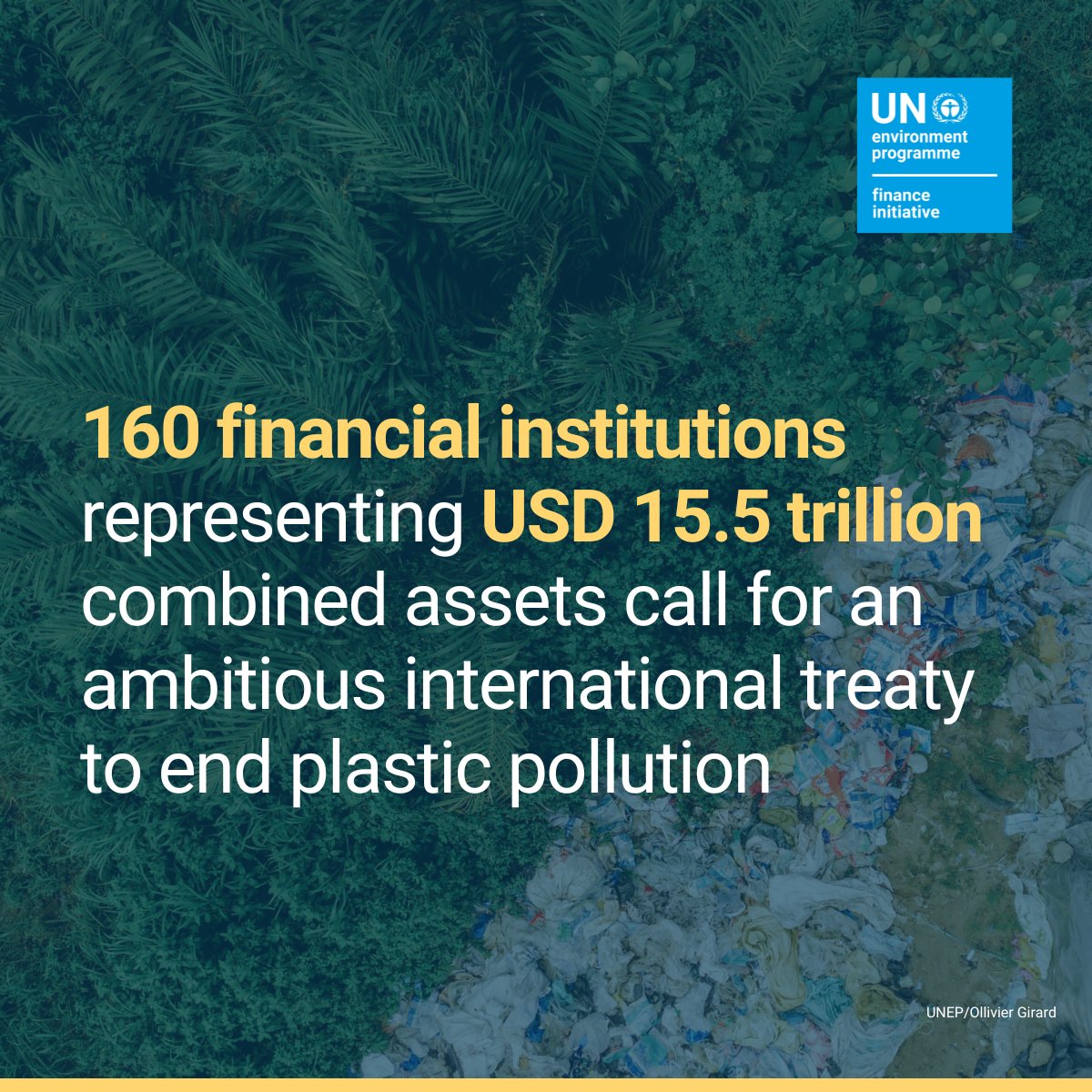 Ahead of #INC4, 160 financial institutions representing 15.5 USD trillion in combined assets asked policymakers to #BeatPlasticPollution. Their statement sends a strong signal for a historic #PlasticsTreaty.

Read on: unepfi.org/news/160-finan…