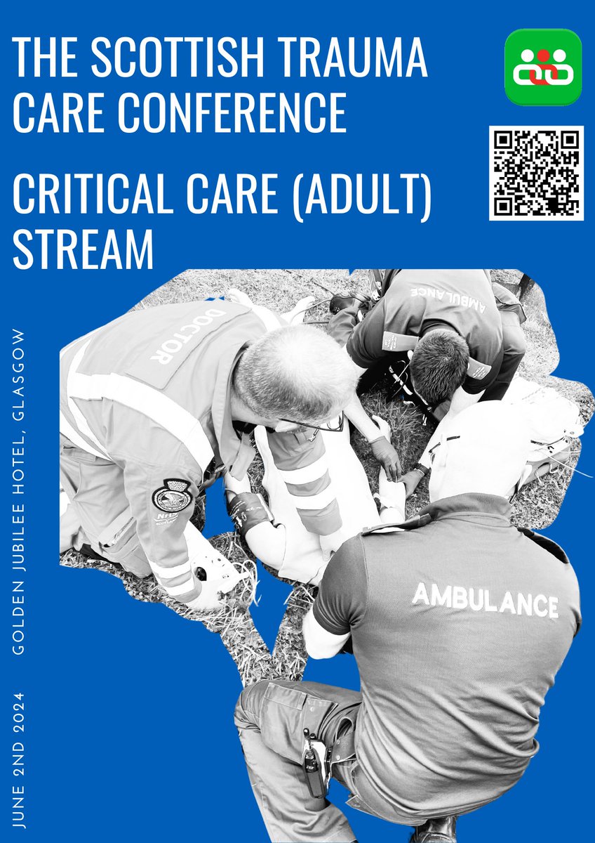 Just over 5 weeks to go! @TraumaCareUK is coming to Glasgow 2-3 June! The adult crit care stream has a wide range of specialist speakers and topics to showcase the fantastic work this wide of the border 🏴󠁧󠁢󠁳󠁣󠁴󠁿 Early bird tickets still available 👇🏻