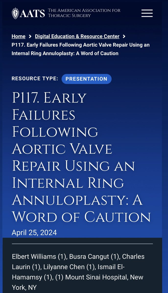 The AATS aortic session is underway. Check out our presentation on the internal annuloplasty ring. @AATSHQ #Aortic2024 🫀