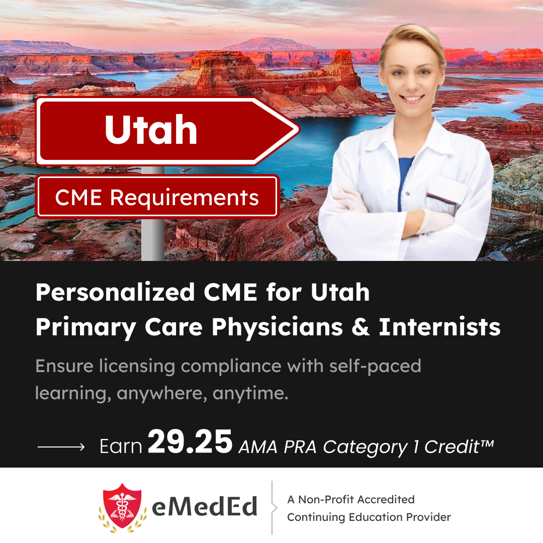 Unlock your professional growth with the Utah Primary Care Physicians & Internists CME Courses Bundle!   
Enroll Now : bit.ly/3QhuiOK 
This comprehensive bundle covers essential topics for license renewal.  

#CMECourses  #Physicians #Internists #PrimaryCare #eMedEd