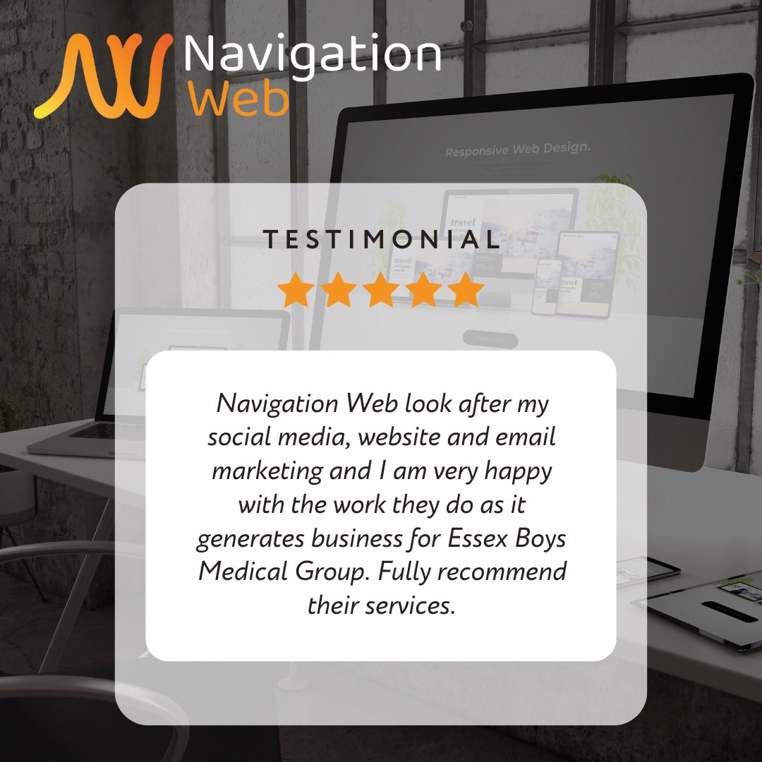 Amazing testimonial from one of our clients.
We give free consultations and quotes - navigationweb.co.uk #testimonial #website #newbusinessuk #startups #seo #keywords #ranking #searchengines #socialmedia #emailmarketing #witham #essex #uk