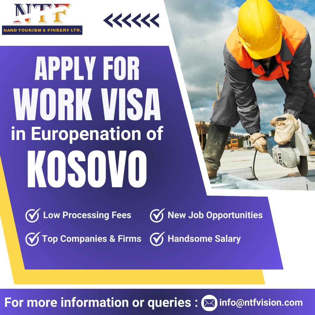 Ready to work, explore, and thrive in Kosovo? Start your journey by applying for a European work visa with NTF. Contact us now to begin your visa application process

Get in touch for details:
📧: info@ntfvision.com

#WorkInKosovo #ExploreEurope #VisaAssistance #Workvisa #NTF
