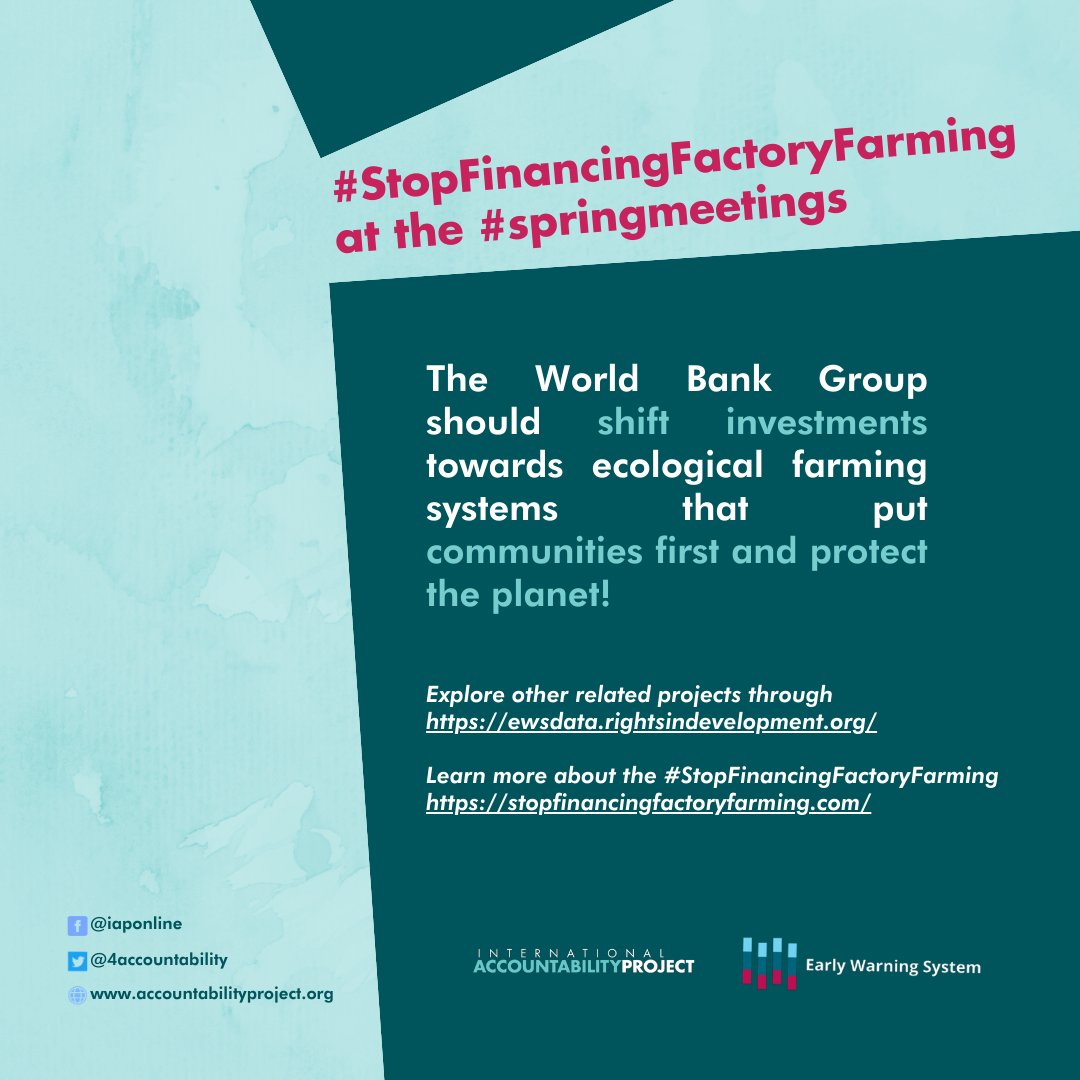 Still in the momentum of #springmeetings and the #EarthDay, we are calling the World Bank Group to #StopFinancingFactoryFarming -- a major driver of deforestation, biodiversity loss, & emissions.