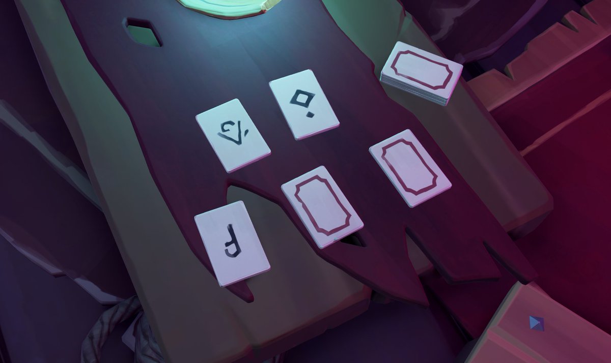 AncientIslesUni's tweet photo. As a new season approaches, the Order of Souls has confided in a new card.

The skeleton rune/ancient glyph translated to DIG.

What secrets below must we dig?

Pics: @RuinedAlchemist

#SeaOfThieves @SeaOfThieves https://t.co/yawDyXW1eD