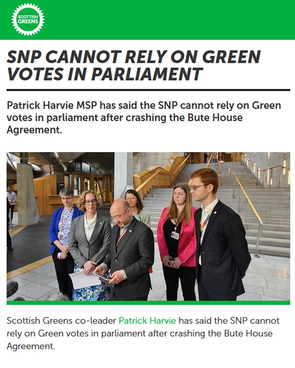 You can’t rip up the most progressive co-operation deal in the history of this parliament and expect business to continue as usual. The Scottish Greens will continue to put people and planet first. 🏴󠁧󠁢󠁳󠁣󠁴󠁿🌍
