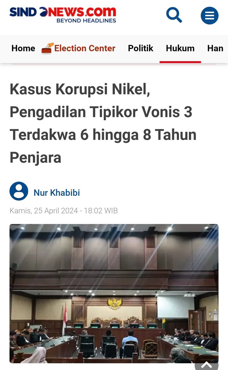 Pengadilan Negeri Jakpus memvonis 3 terdakwa kasus korupsi pertambangan ore nikel di Blok Mandiodo, Konawe Utara Sulteng memvonis 6 sampai 8thn penjara dan harus membayar uang pengganti 135,8M bonus denda 200jt Sudah seharusnya koruptor dimiskinkan 💪 nasional.sindonews.com/read/1365715/1…