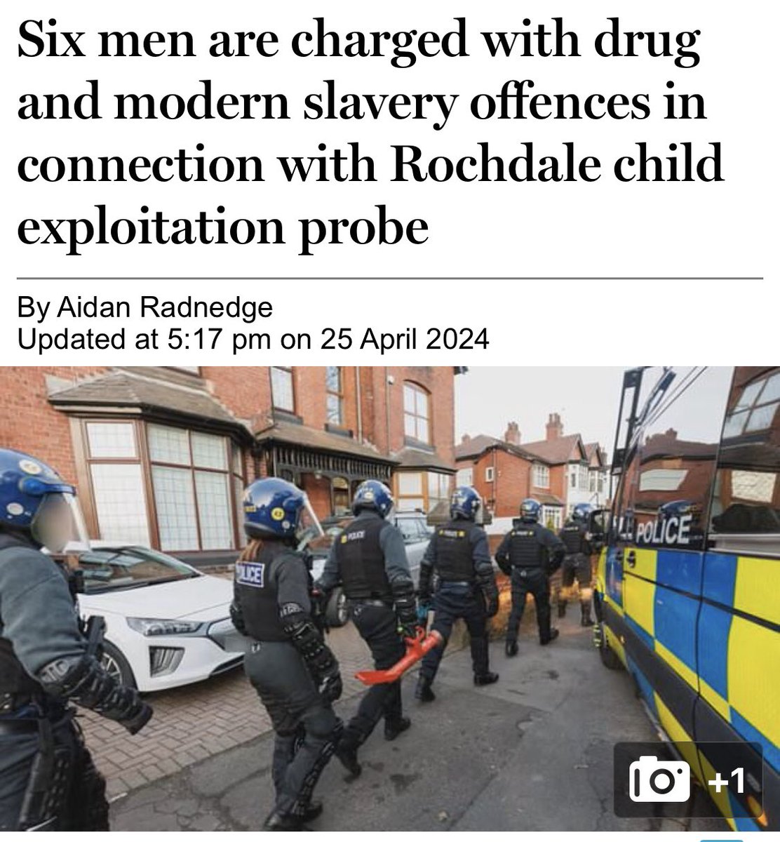 SIX MUSLIM MEN CHARGED WITH SLAVERY & DRUG OFFENCES IN CONNECTION to ROCHDALE CSE Probe

GMP announced the 42 charges in total against Azaad Ali, 26, Harris Ali, 19, Aadam Ali Sajjad, 18, Abdullah Talib, 19, Subhan Khan, 18, and Zain Abbas, 18.

#SendThemBack