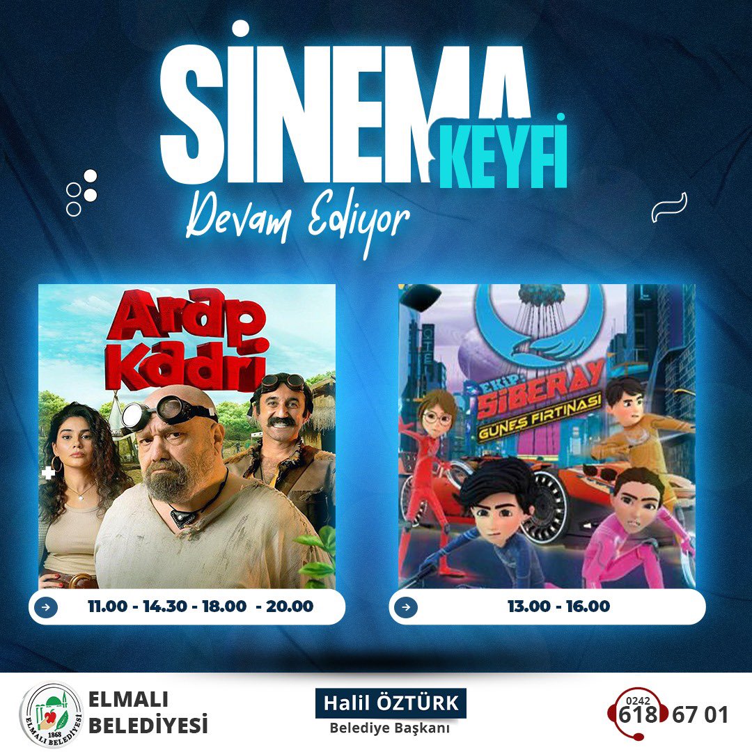 🍿Elmalı'da Sinema Günleri Devam Ediyor !

Arap Kadri ve Ekip: Siberay 'Güneş Fırtınası' Elmalı Belediyesi Sosyal Tesisler Sinema Salonunda. 

İyi Seyirler.

#ElmalıBelediyesi
#ElmalıSineması