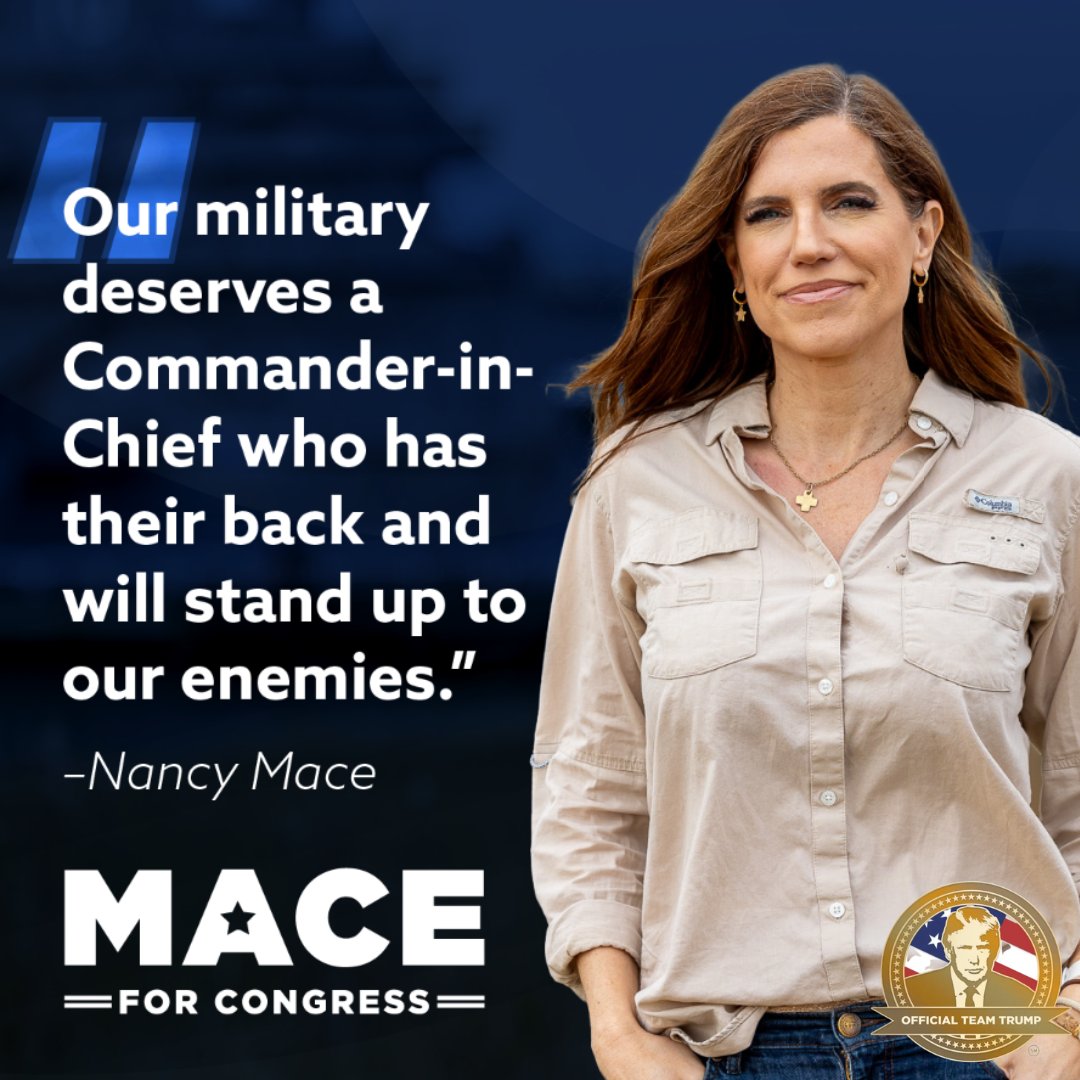 Joe Biden refuses to stand up to our enemies, leading to a more dangerous world. President Trump will restore American leadership on the world stage. I have Donald Trump’s back, and he has mine. 🇺🇲 
#BasedMace #LowcountryFirst