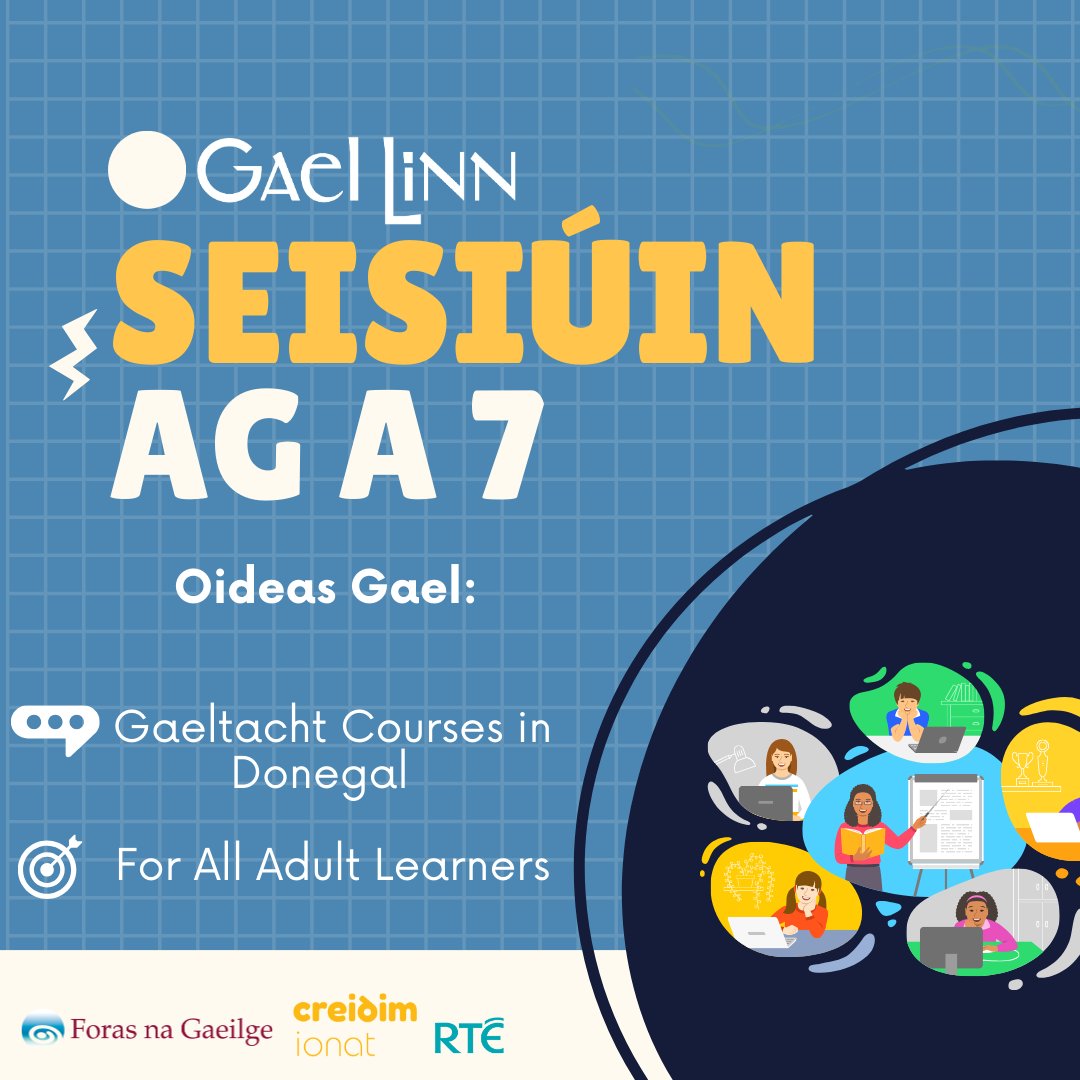 Tá seisiúin eolais ar fáil saor in aisce ag @GaelLinn ! Sign up for free information sessions: bit.ly/GaelLinnhttps:… ⏰ Thursdays at 7 pm during the #CreidimIonat campaign 👪 25 April: Gaeltacht Courses in Donegal @OideasGael