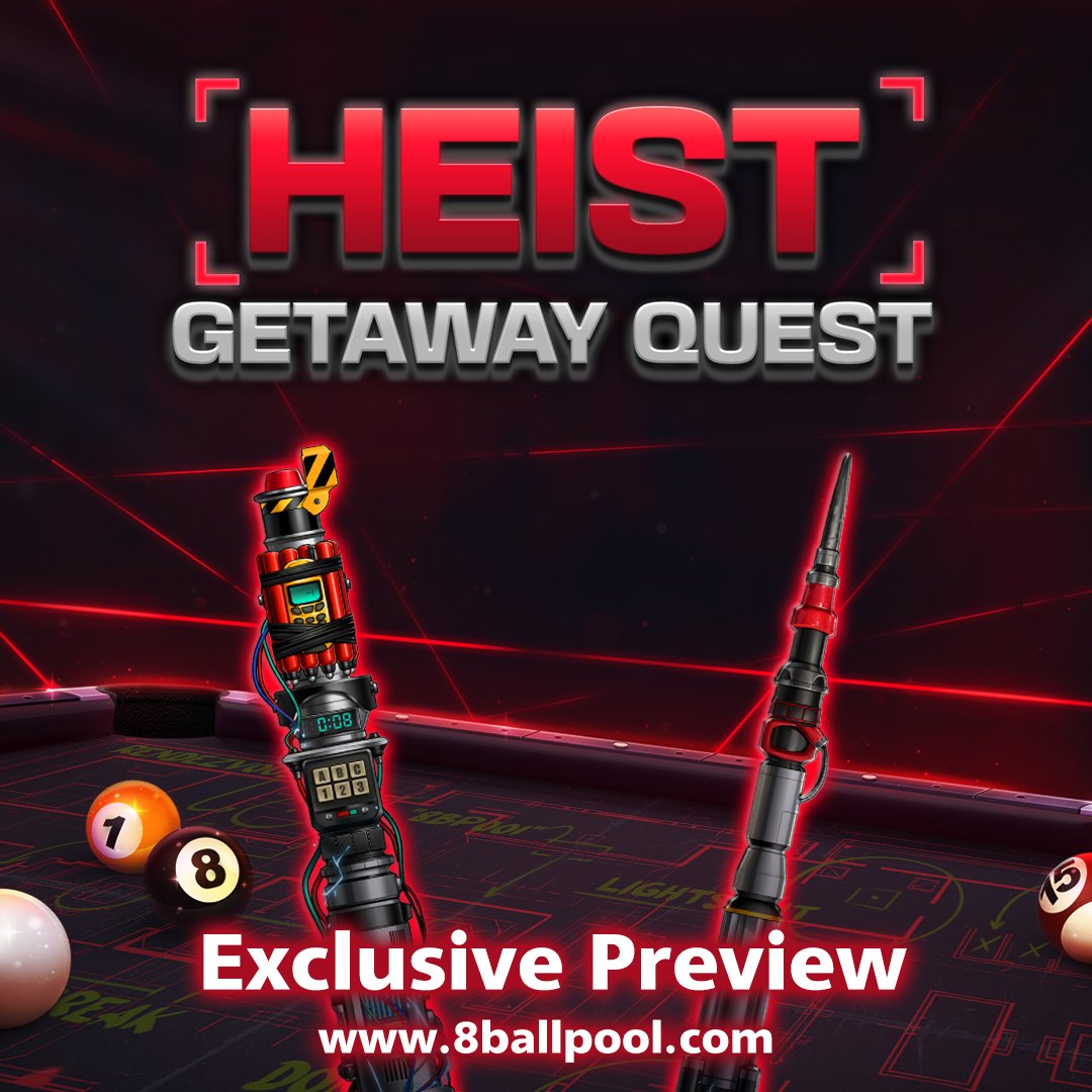 NEW #HeistGetawayQuest starts… 🗓️ TOMORROW, Fri April 26! 💰 💥 Are you ready to clear the vaults & escape with amazing rewards? 🎁 Exclusive Preview » mcgam.es/Flhj2Z #8BallPool