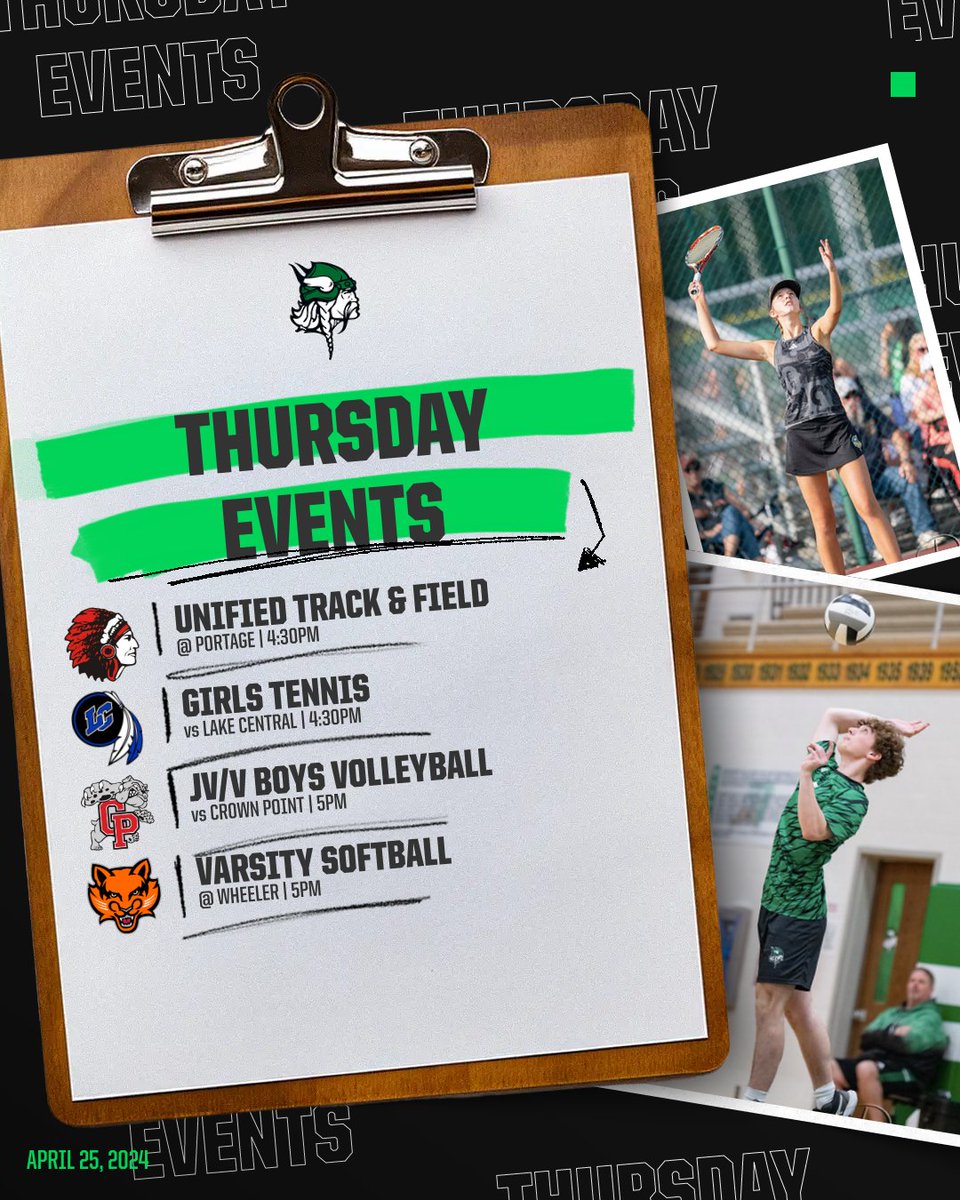 Thursday Events for the Vikings! @ValpoHS411 @VViking_VB @ValpoUnified #WeAreValpo 🟢⚪️ Tickets: Valpovikings.com/Tickets