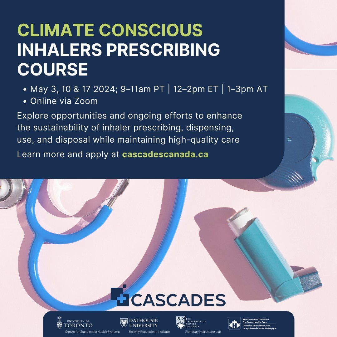 🌱Uncover the #environmental impact of inhalers & learn how to prescribe them with the planet in mind! Join @cascades_en for their virtual course designed to enhance #sustainability while maintaining high-quality care. For info & registration: bit.ly/3JtDJa6 ✨💚