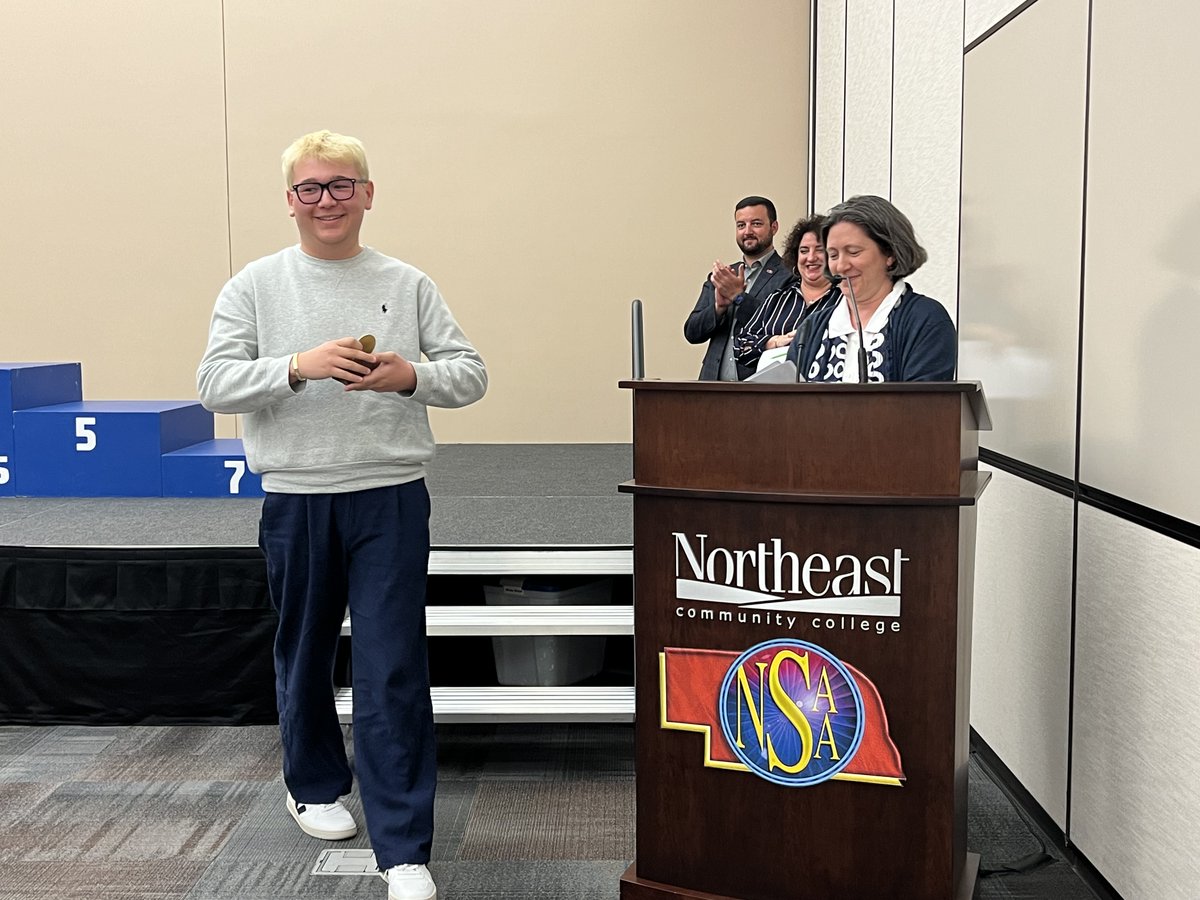 MWHSCatalyst's tweet photo. Quinn Burton, Catalyst Editor-in-Chief receiving his 2024 Journalist of the Year award/scholarship check at NSAA State Journalism in Norfolk.

Quinn is the 4th Nebraska Journalist of the Year from @MWHSWildcats since 2018 (2024, 2022, 2019, 2018). 

@MWHSactivities @MillardPS https://t.co/h7MJRMIbqv