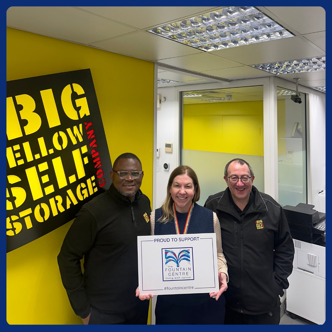 Thank you to @bigyellowss for donating much needed space to The Fountain Center, and thank you the guys at Big Yellow for being models for the day 🎊 #fountaincenter #livingwithcancer #communitysupport #BigYellowSelfStorage #supportlocal #gratitude #thankyouthursday