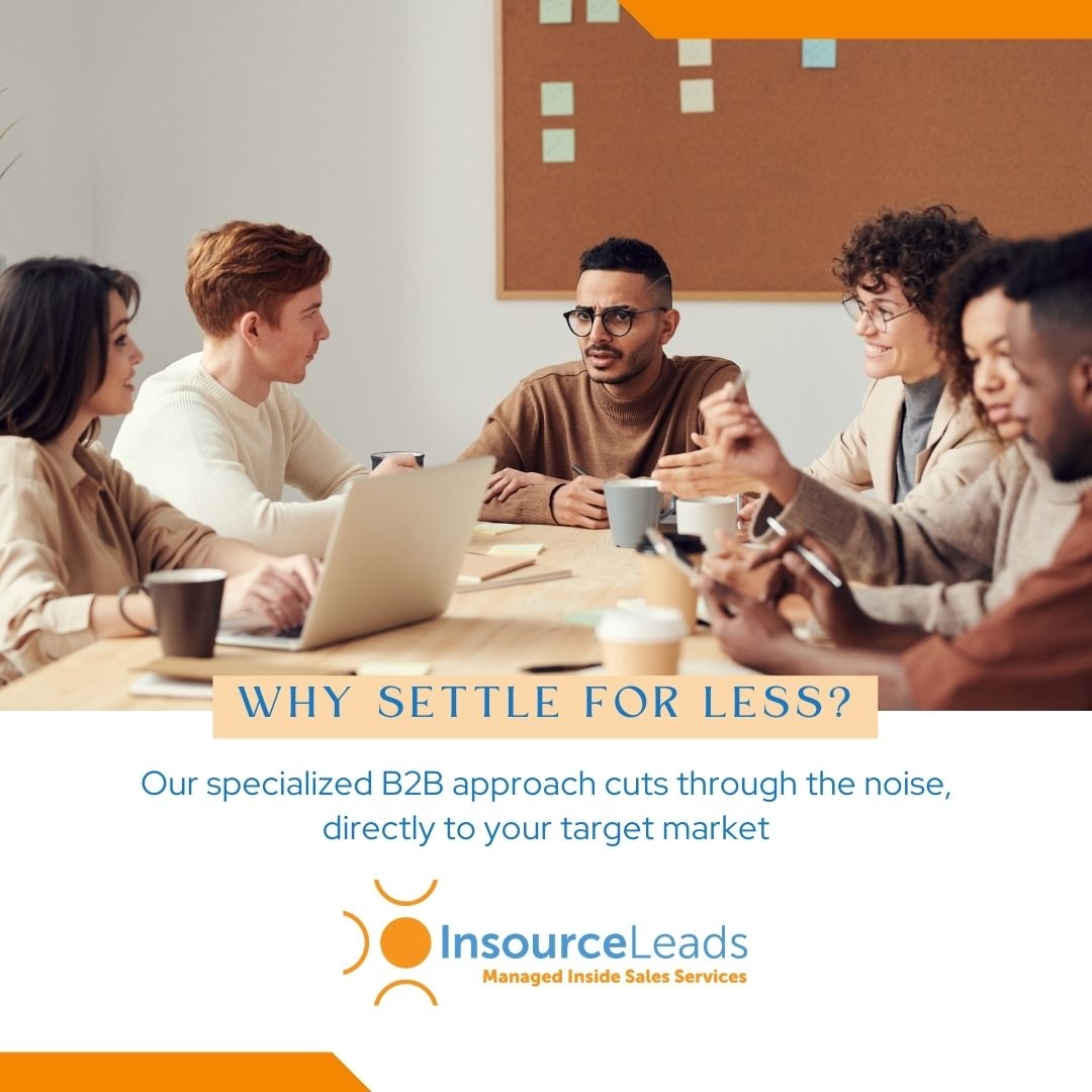 InsourceLeads's tweet image. Why settle for less? Our specialized B2B approach cuts through the noise, directly to your target market. #PrecisionProspecting #B2BSuccess #B2BLeadGeneration #SalesStrategy #AppointmentSetting #OutsourcedSales #SalesGrowth #InsourceLeads