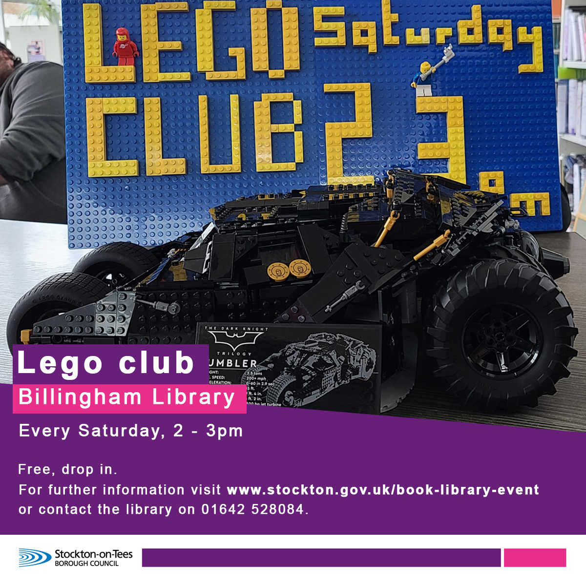 Love Lego? Come and show us what you can build in this fun drop in session, every Saturday at #BillinghamLibrary between 2 - 3pm. Suitable for families and children aged 4+. For further information contact the library on 01642 528084.