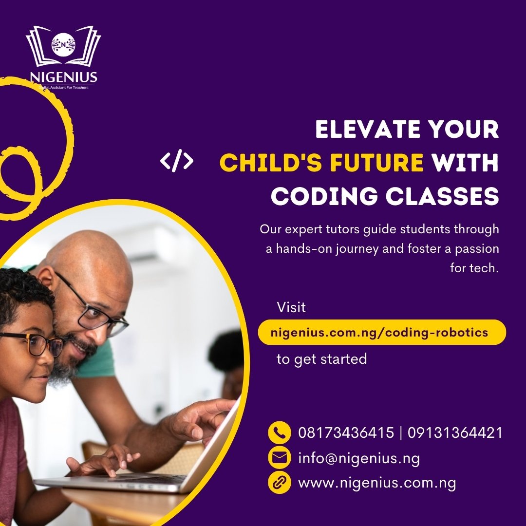 Elevate your child's skills with personalized one-on-one coding lessons from Nigenius' expert tutors. Let coding be a part of their success story!

 .
#codingschool #codingforkids #coding #pythonforkids #scratchlanguage