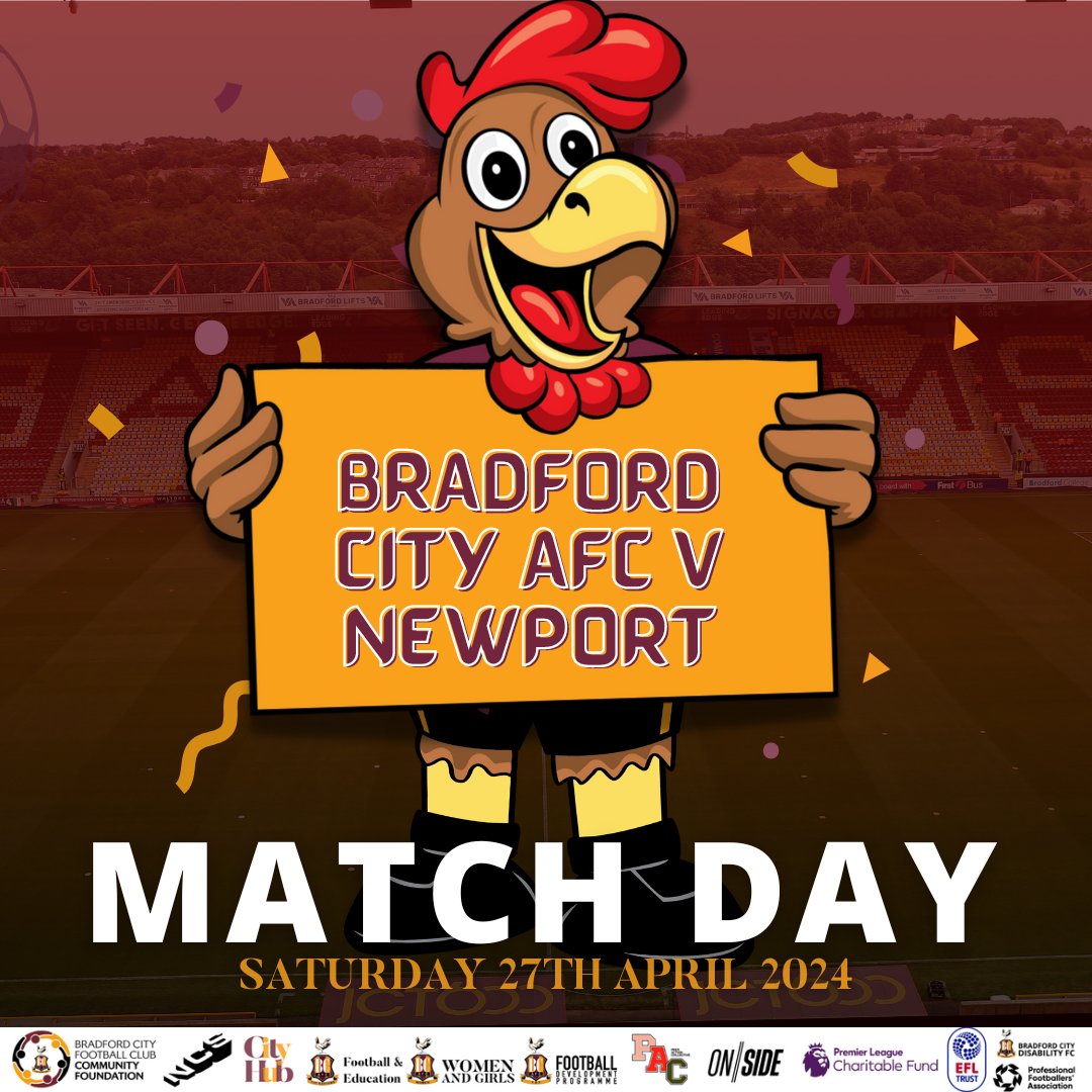 🐔 | #BillyBantam

Gooooooood morning Bantams!

Billy's a big bag of nerves before today's game vs @NewportCounty 😳

Did you know that Billy is too nervous to think of an interesting fact about Newport? Now you do!

See you on the other side 🫡

#BCAFC | #CommunityFoundation