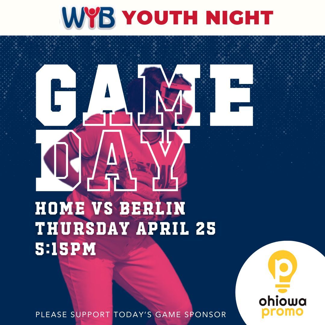 Tonight is WYB Youth Night as the TWHS hosts Olentangy Berlin at 5:15pm. Bring your young softball player out for some inspiration, enjoy a juicy hotdog, and cheer for a Cardinals win! #WYBSoftball #FutureCards #GoCards