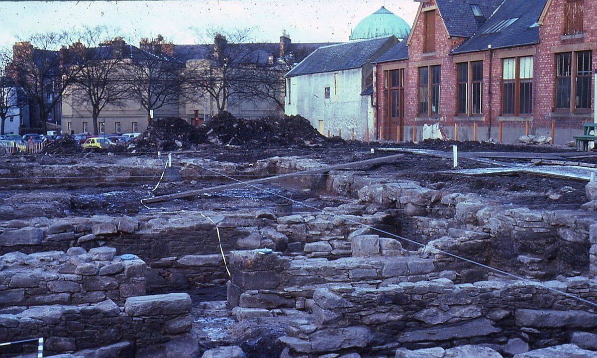 The archaeological excavations at 75 High Street, Perth, now Marks and Spencer, in the mid-1970s were some of the largest urban medieval excavations ever carried out in Scotland. The dome in the background is the Marshall Monument @perthartgallery.

#ExploreYourArchives