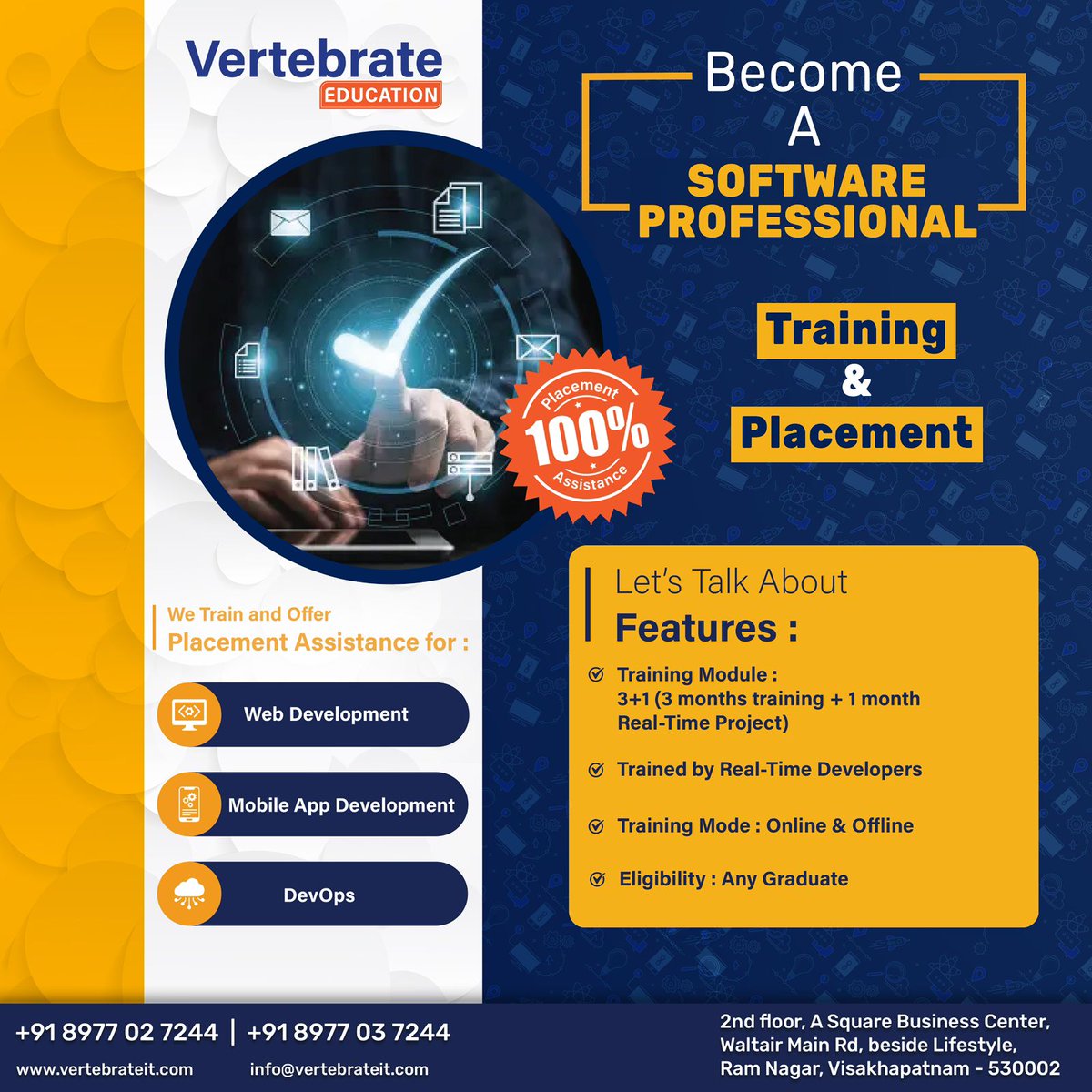 vertebrate_it's tweet photo. 🚀Supercharge your tech journey with Vertebrate Education! Enroll now.💻✨
#vertebrateIT #future2024 #eeeepolicy #democracy #vizag #cityofdestiny #politics #digitalmarketing #website #development #mobileapps #b2b #business #technology #TechCareer #SoftwareTraining #JobPlacement https://t.co/6Sx5Xt6FyO
