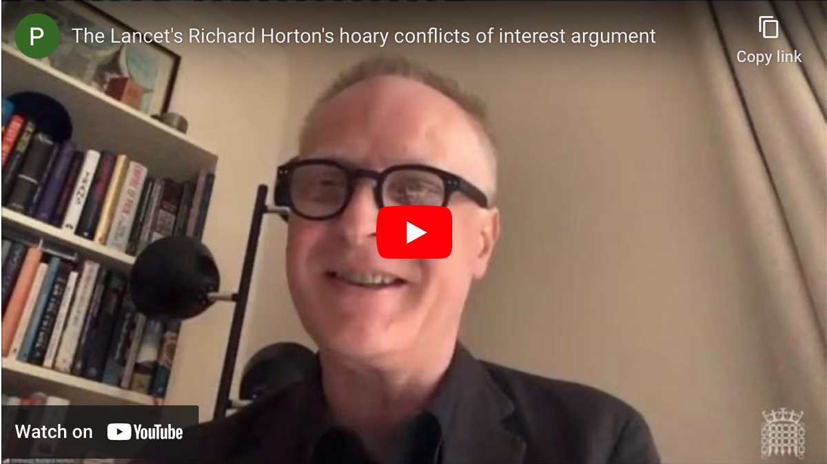 6) When The Lancet's Richard Horton was asked about this, he told Parliament, 'It took us over year to persuade [Daszak] to declare his full competing interests.” As if Horton is not in charge of ethics at his own journal. @FiveTimesAugust @FLSurgeonGen @KLVeritas @Jikkyleaks