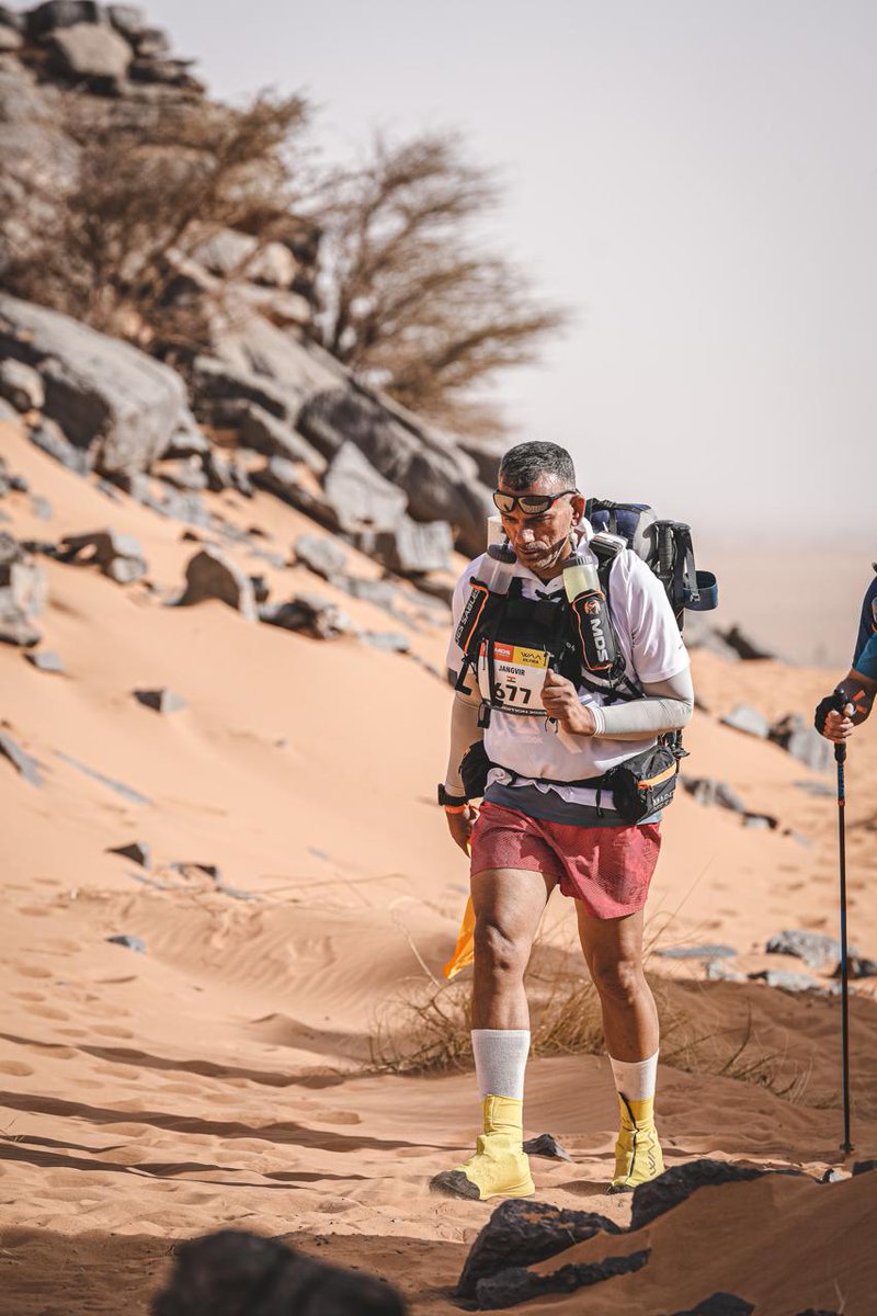 Col Jungvir Singh Lamba,  Iron Man , my coursemate now slugging out the Sahara in Morocco, a gruelling race of 253 KMs. He finished this in a mere 67 hours. That is what a soldier of Indian Army looks like @adgpi