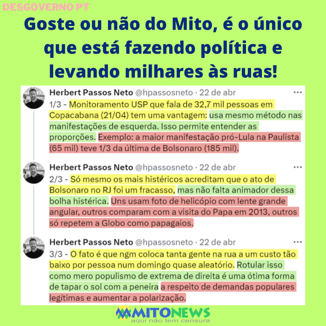 Goste ou não do Mito, é o único que está fazendo política e levando milhares às ruas! . . . . #mito #bolsonaro #desgovernoPT
