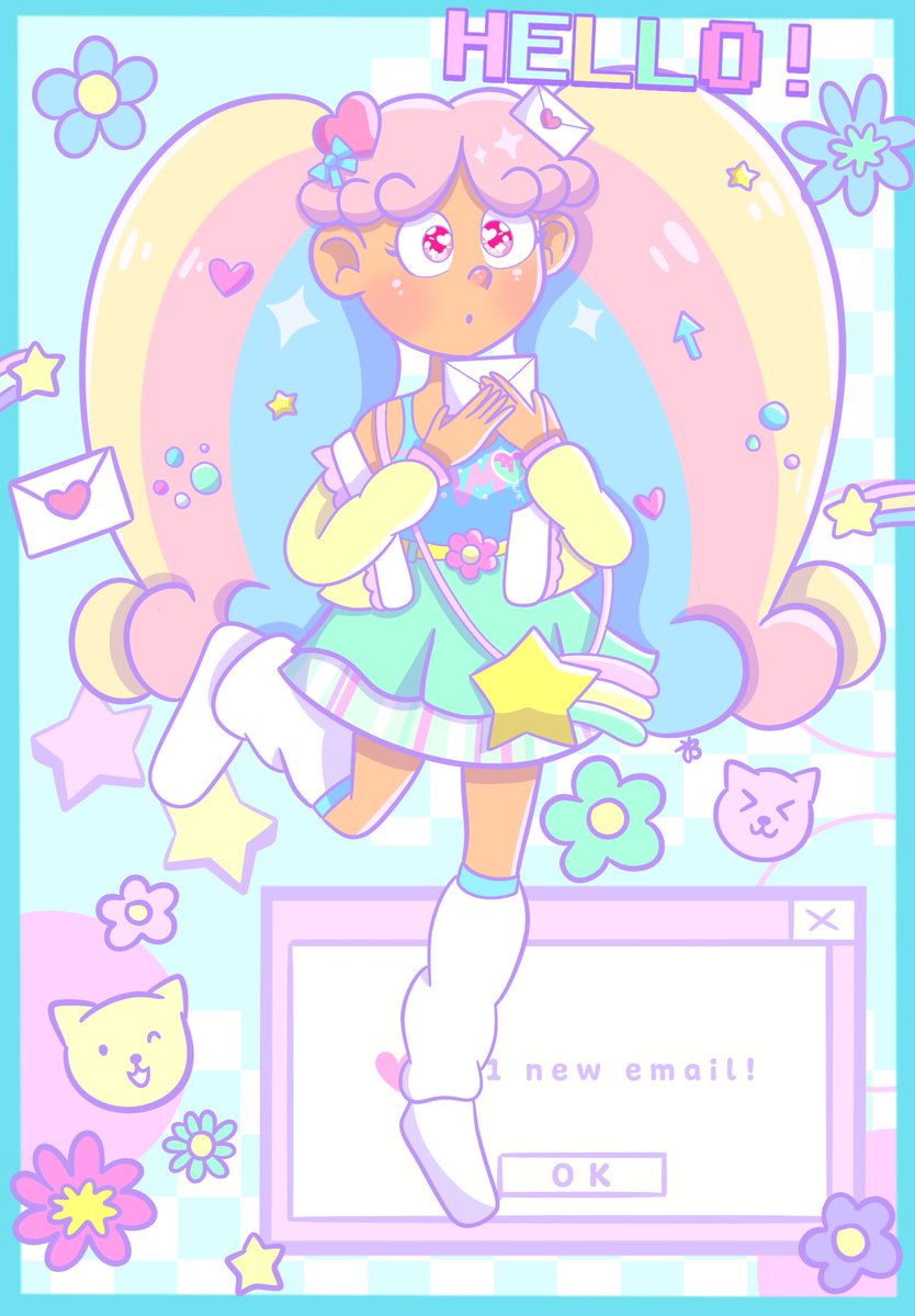 Penelope is celebrating #NationalEmailDay as well as prompt 3 of #springseasonchallenge for the prompts flower meadow, cats and stars 🤩⭐️ She loves to travel through cyberspace to send emails to her friends like a shooting star 💫💌