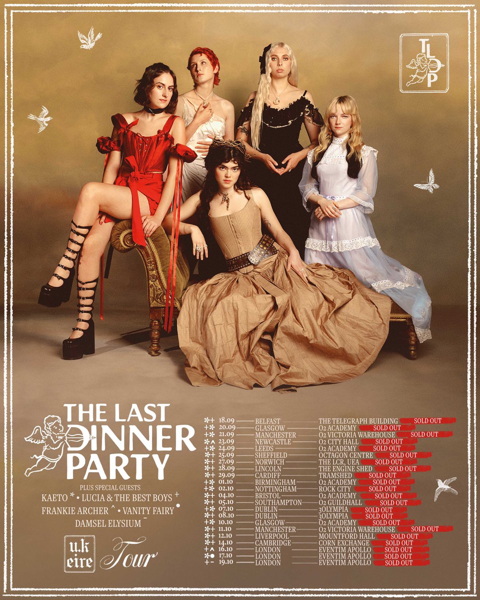 Such an honour to be joining our dearests @lastdinnerparty on their Sold out UK & Ireland tour this autumn! 🤍 if ur coming we will see u there for some extra hard frolicking xo