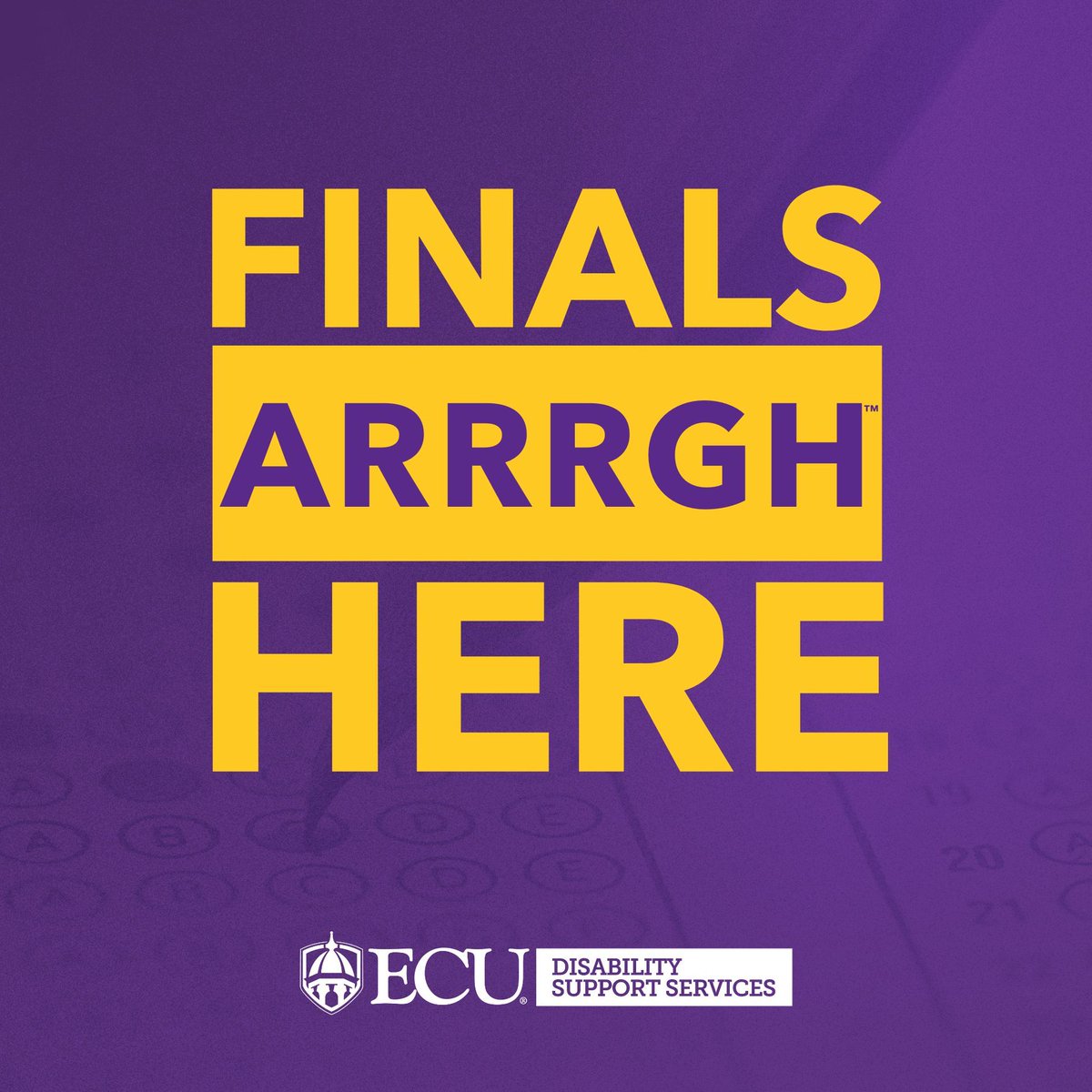 Wishing #ARRRGH #Pirates the best of luck on finals today. 📝 Don't forget to arrive on time for your scheduled final exam with DSS. If you have any questions about your scheduled time, call our office at 252-737-1016. 📞 Final exam schedule ➡️ buff.ly/4a8apAZ